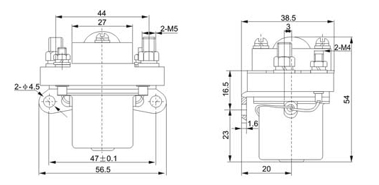 ZJ-50直流接触器外形尺寸图